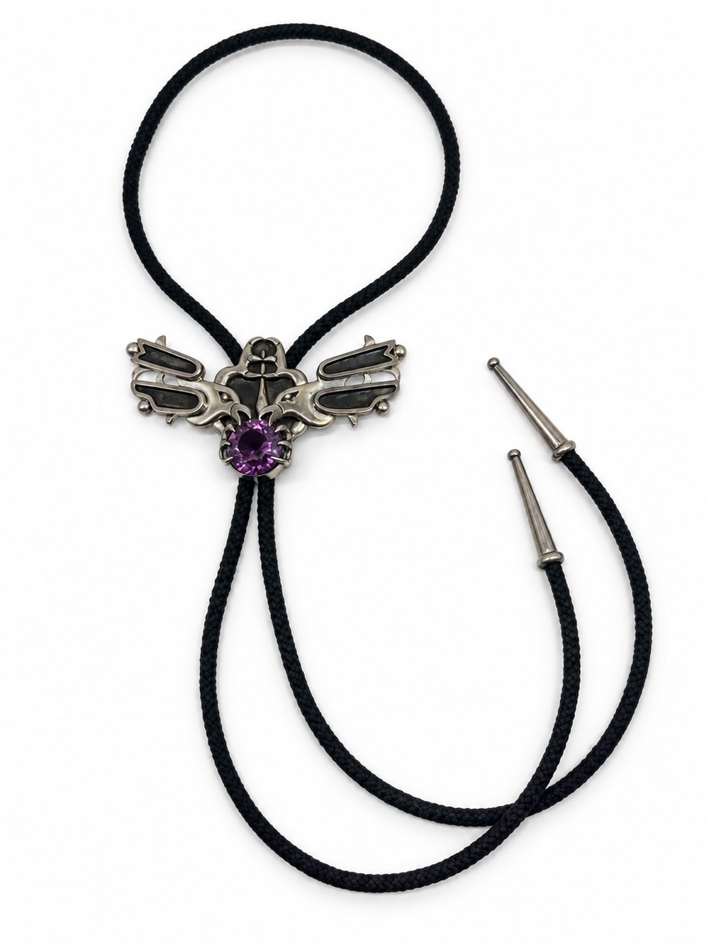 Miguel García Martínez Rancho Alegre Taxco Sterling and Amethyst Bolo #1275